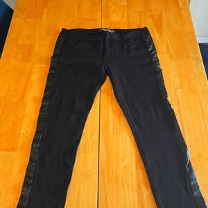Black Paige Pants with Vegan Leather Detailing